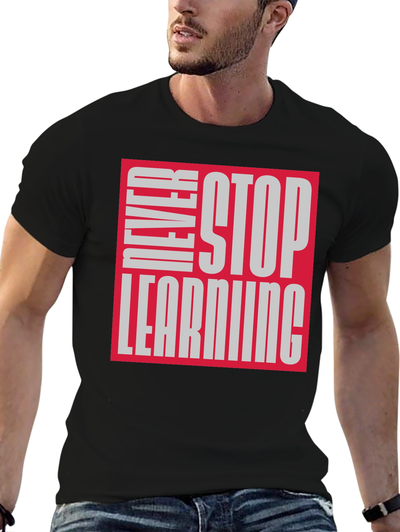 Never Stop Learning Graphic Tee - Black