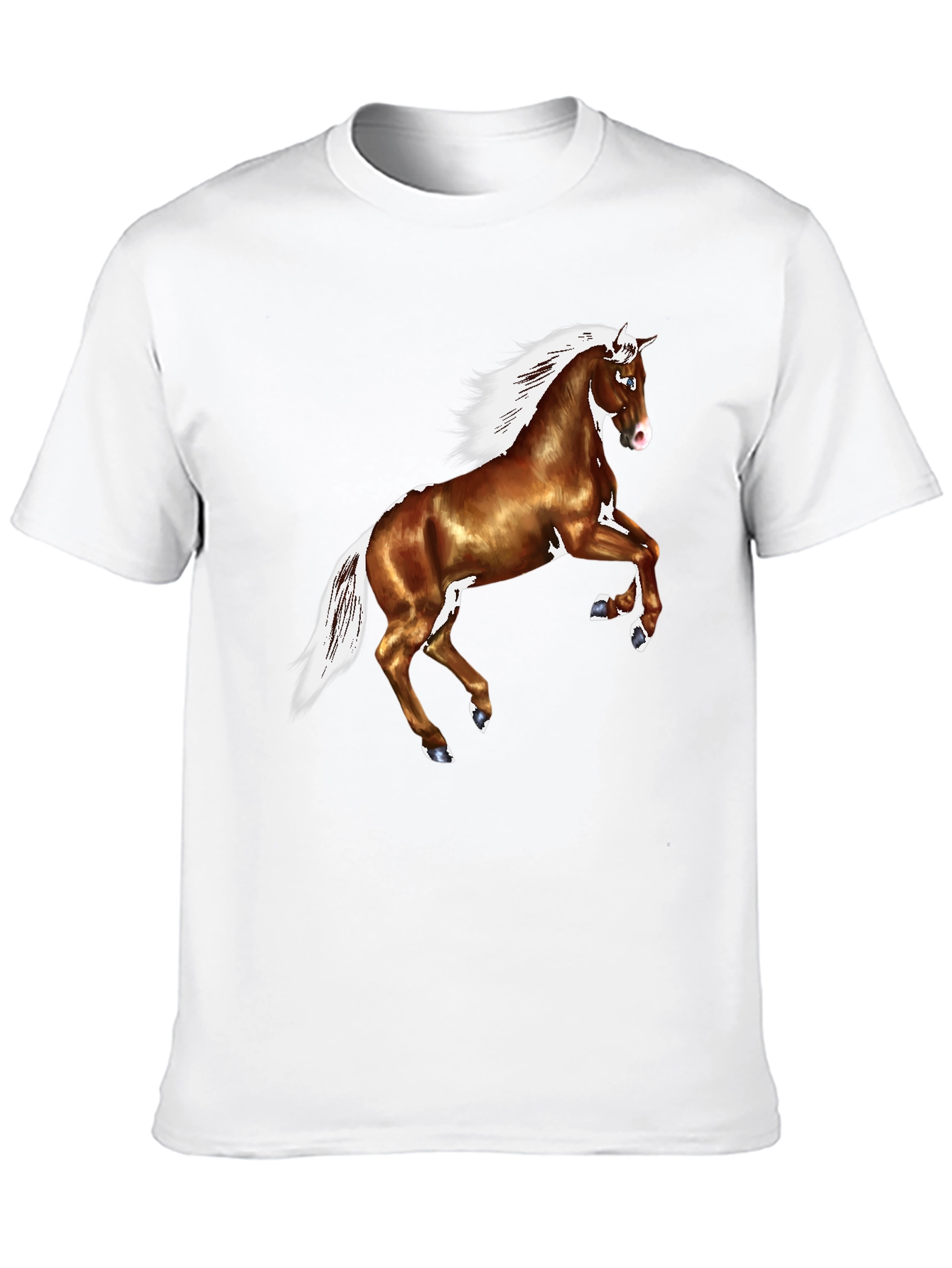 Horse Graphic Tee - Black Cotton Casual T-Shirt