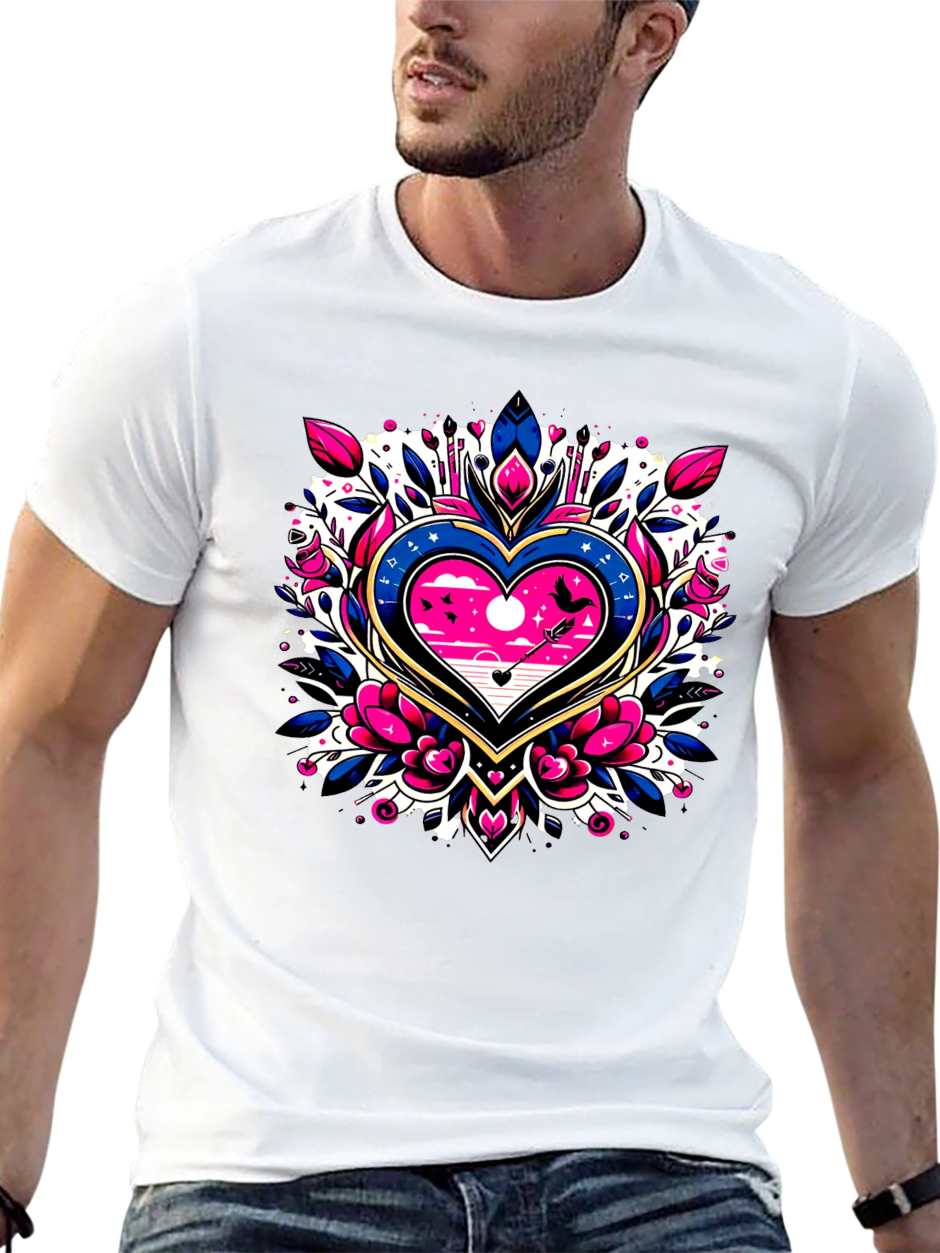 Heart & Arrow Graphic Tee - Stylish Black T-Shirt