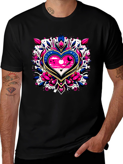 Heart & Arrow Graphic Tee - Stylish Black T-Shirt