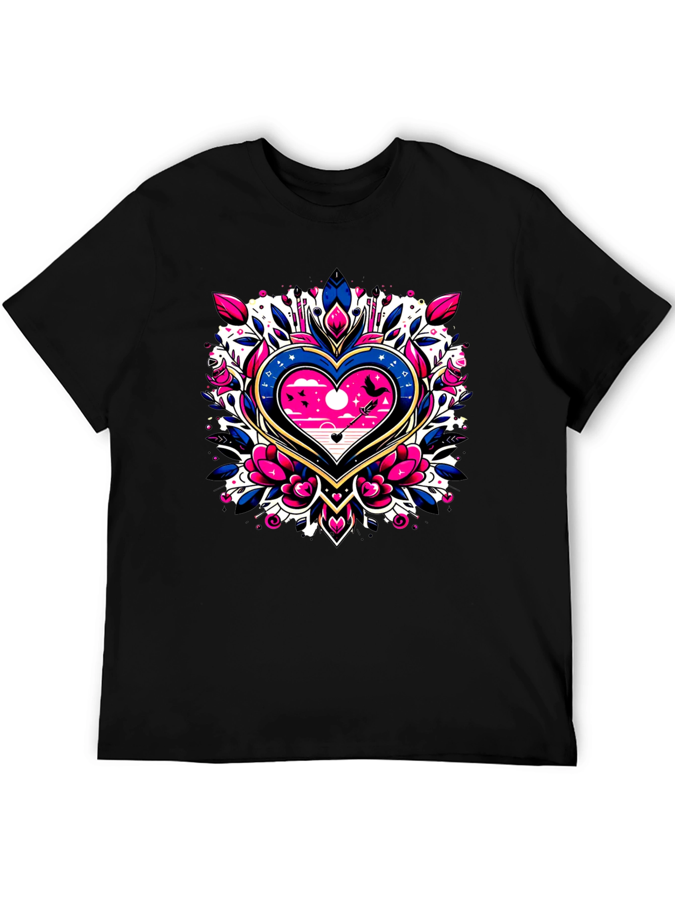 Heart & Arrow Graphic Tee - Stylish Black T-Shirt
