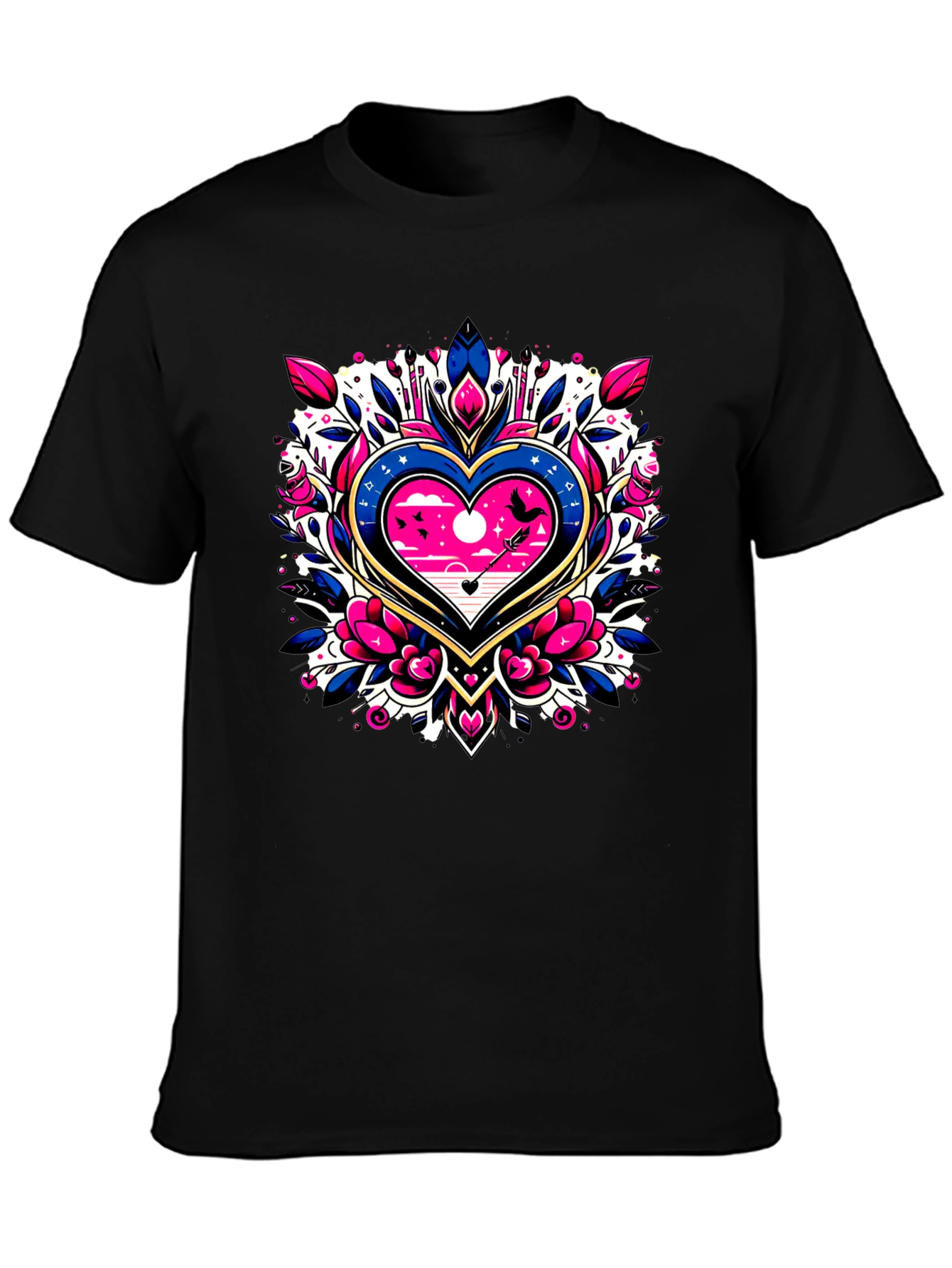 Heart & Arrow Graphic Tee - Stylish Black T-Shirt