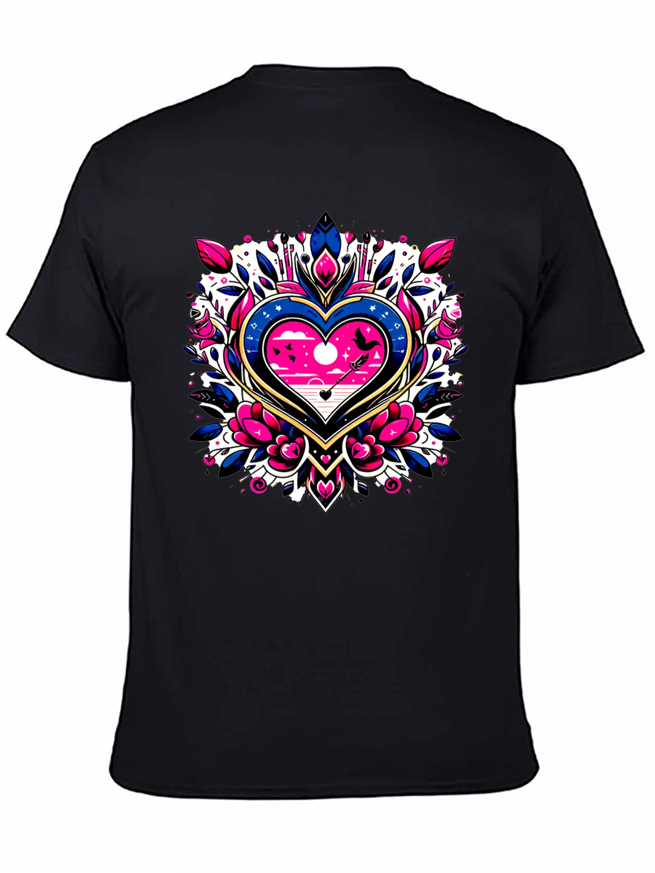 Heart & Arrow Graphic Tee - Stylish Black T-Shirt
