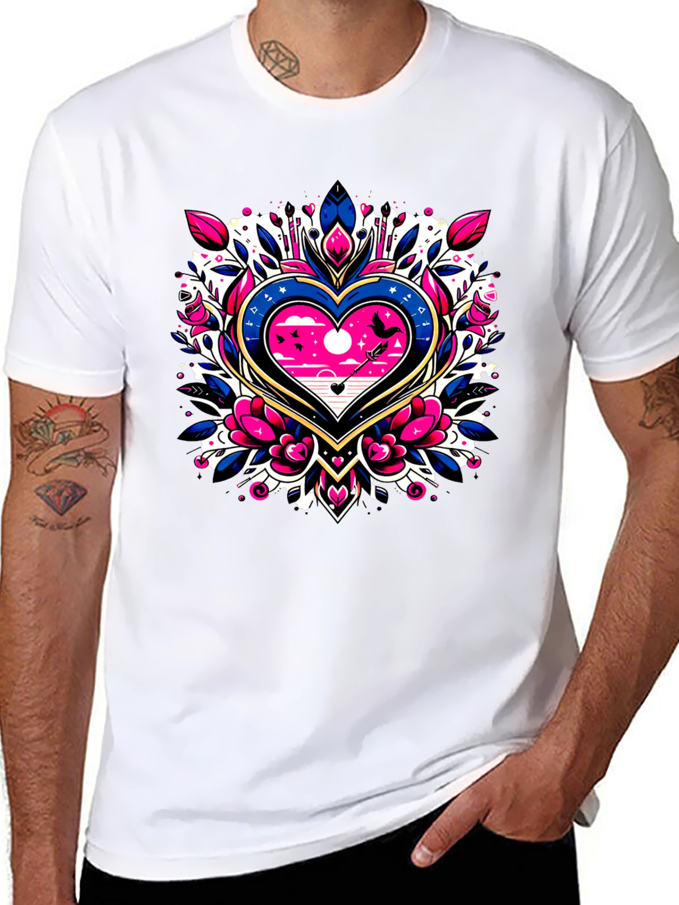 Heart & Arrow Graphic Tee - Stylish Black T-Shirt