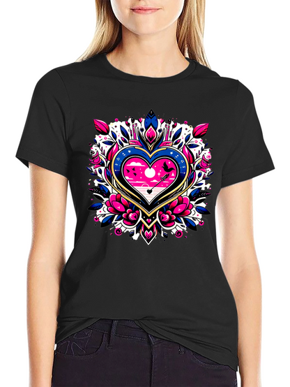 Heart & Arrow Graphic Tee - Stylish Black T-Shirt