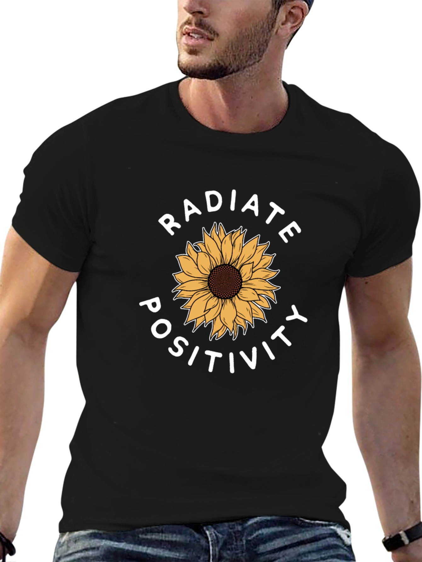 Radiate Positivity Sunflower Graphic Tee - Black