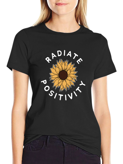 Radiate Positivity Sunflower Graphic Tee - Black