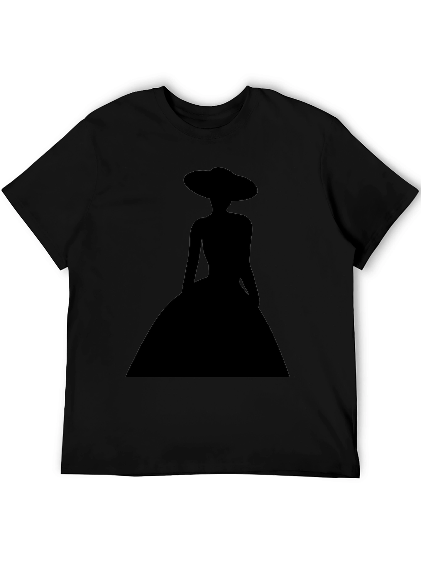 Elegant Woman Silhouette Black T-Shirt