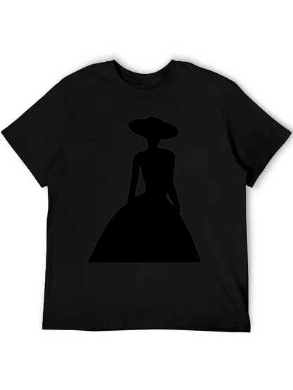 Elegant Woman Silhouette Black T-Shirt