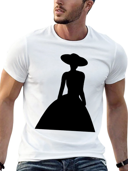 Elegant Woman Silhouette Black T-Shirt