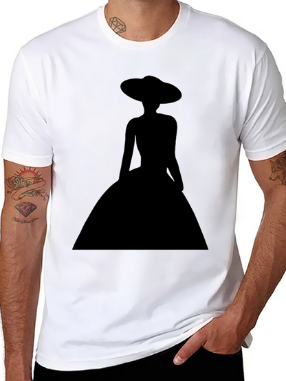 Elegant Woman Silhouette Black T-Shirt