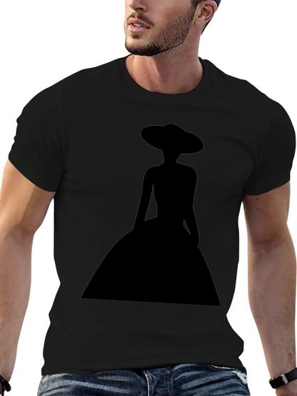 Elegant Woman Silhouette Black T-Shirt