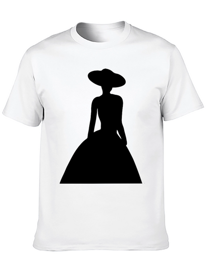 Elegant Woman Silhouette Black T-Shirt