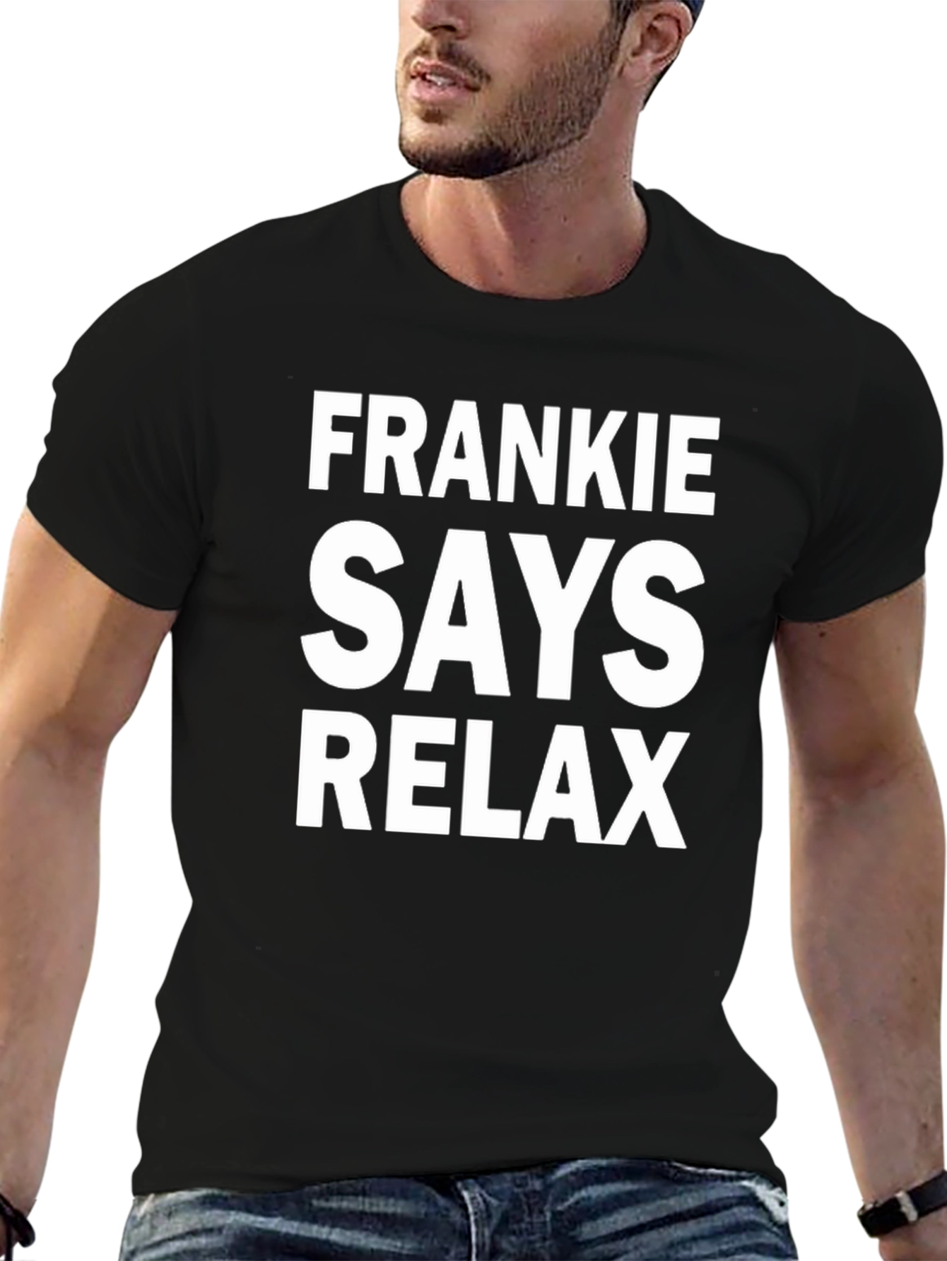 Frankie Says Relax Graphic Tee - Black Cotton T-Shirt