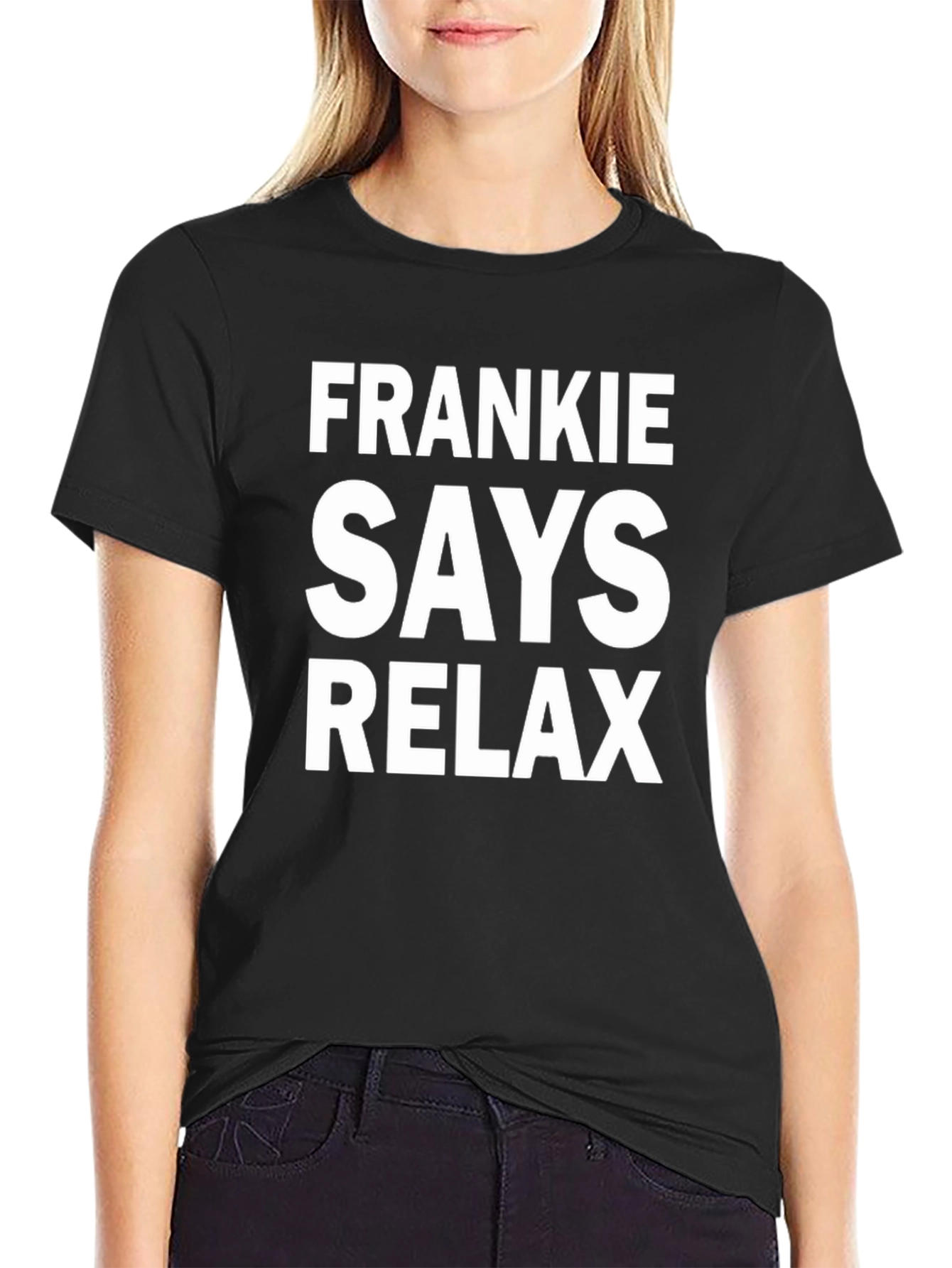 Frankie Says Relax Graphic Tee - Black Cotton T-Shirt