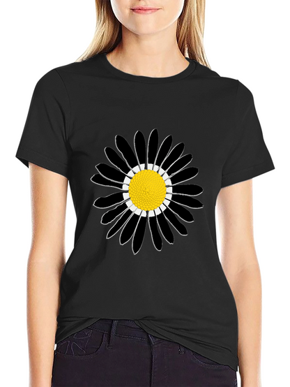 Black Daisy Graphic Tee - Stylish Cotton Comfort