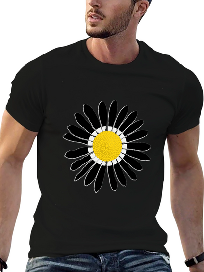 Black Daisy Graphic Tee - Stylish Cotton Comfort