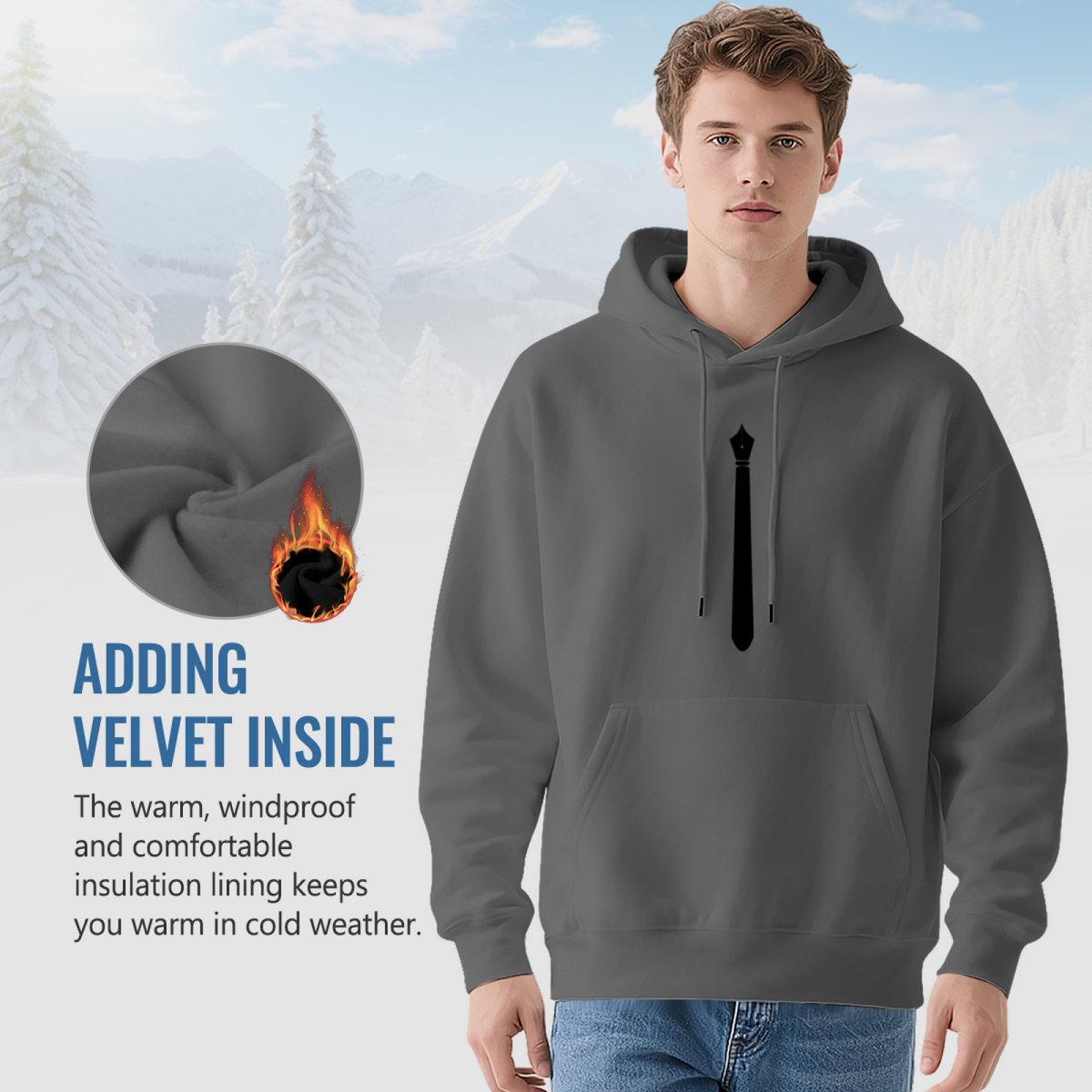 Minimalist Fountain Pen Nib Graphic Hoodie