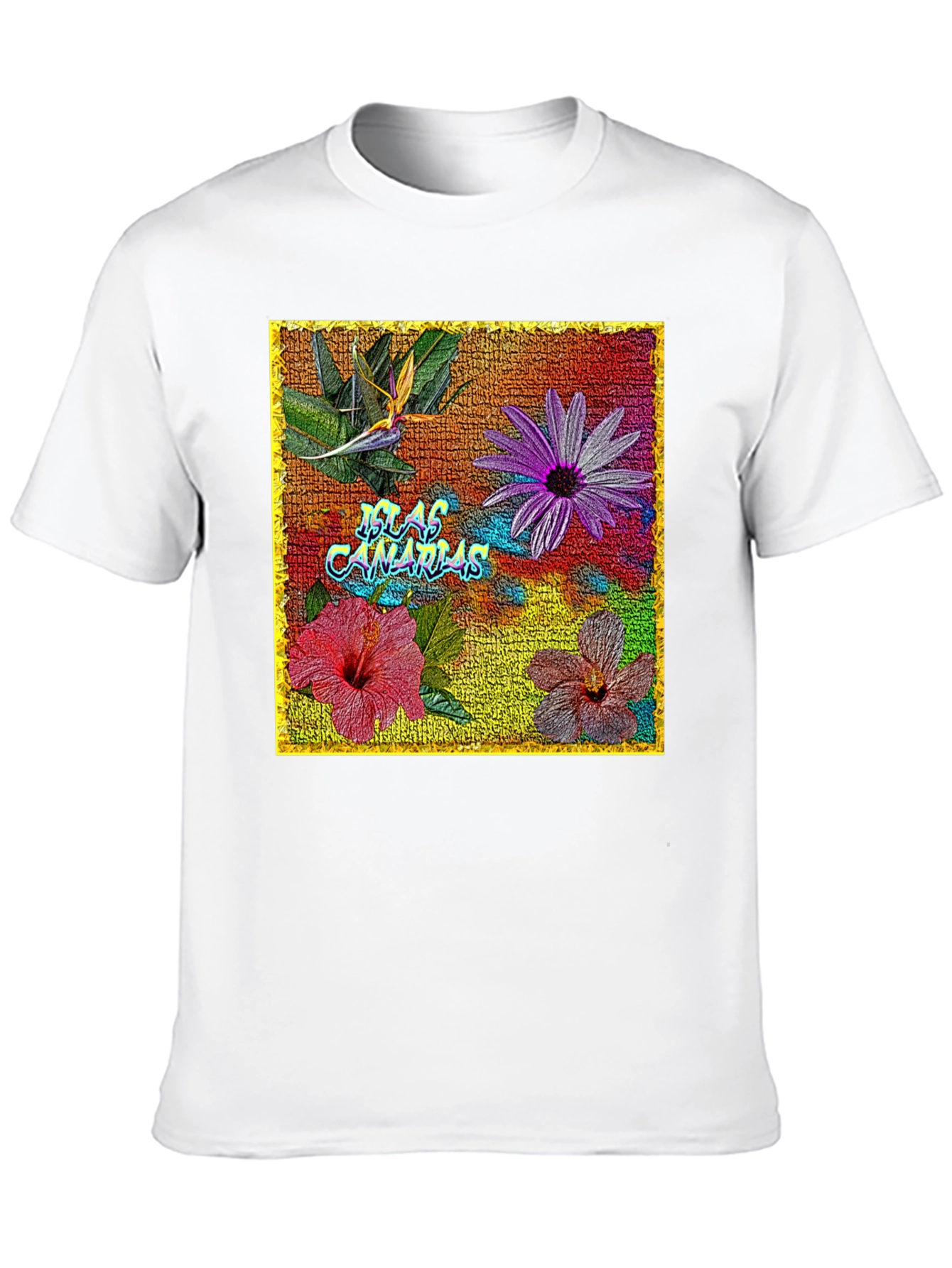 Floral Islas Canarias Black T-Shirt