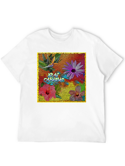 Floral Islas Canarias Black T-Shirt