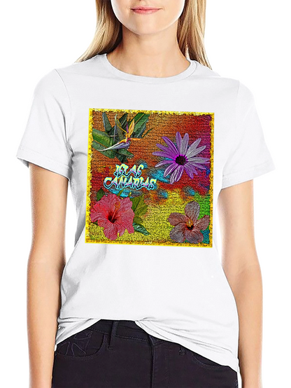 Floral Islas Canarias Black T-Shirt
