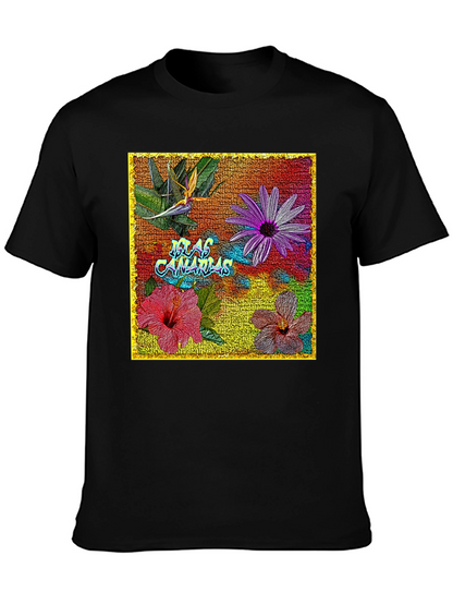 Floral Islas Canarias Black T-Shirt