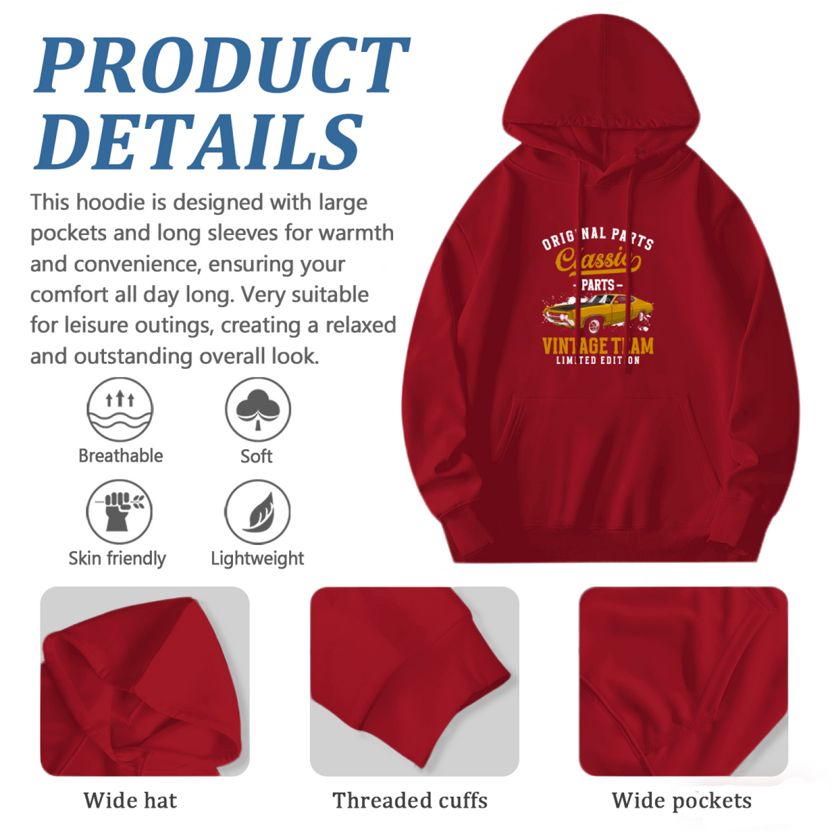 Original Farts Classic Parts Vintage Muscle Car Hoodie