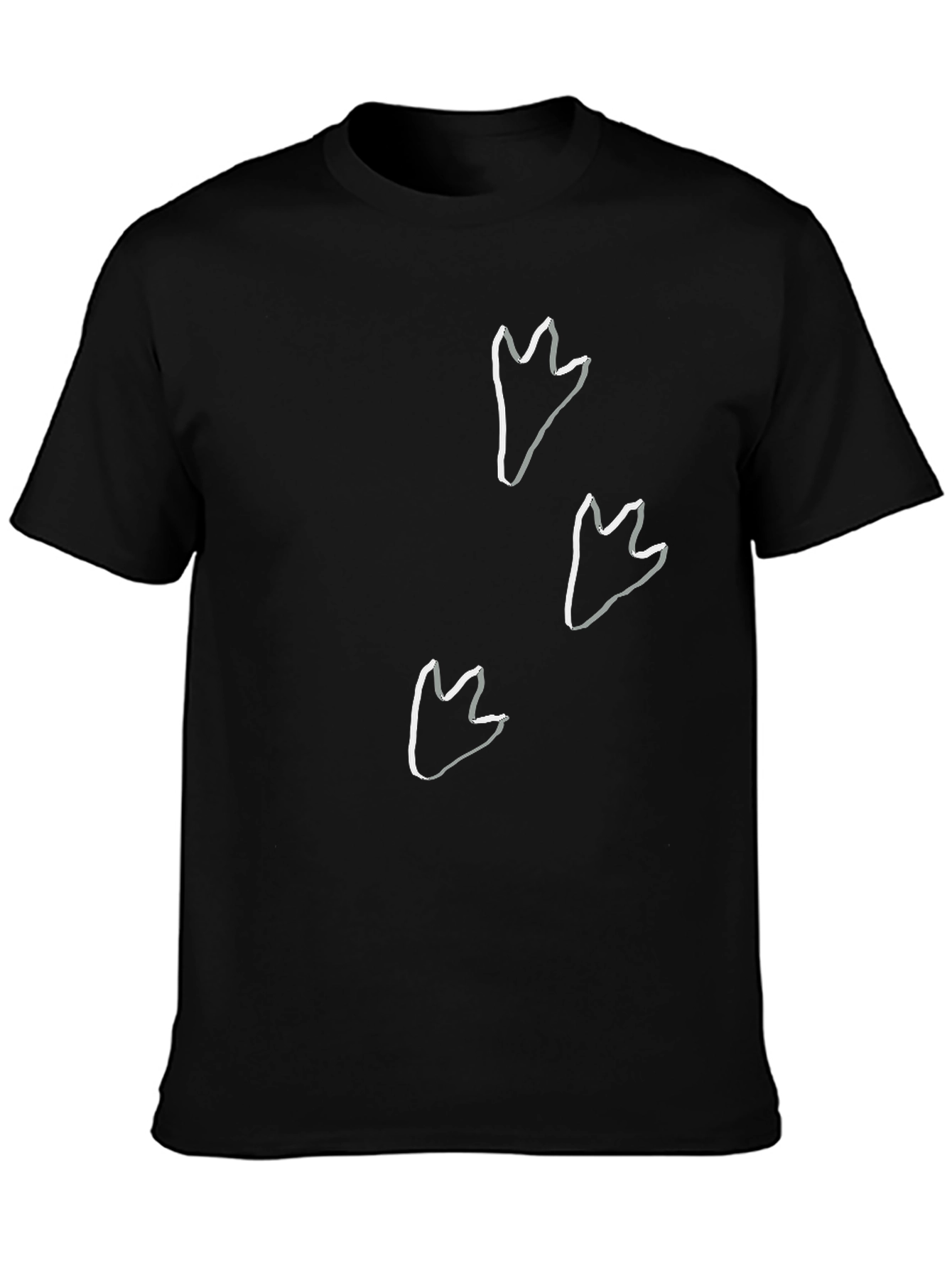 Dinosaur Footprint Graphic T-Shirt - Casual Black Tee