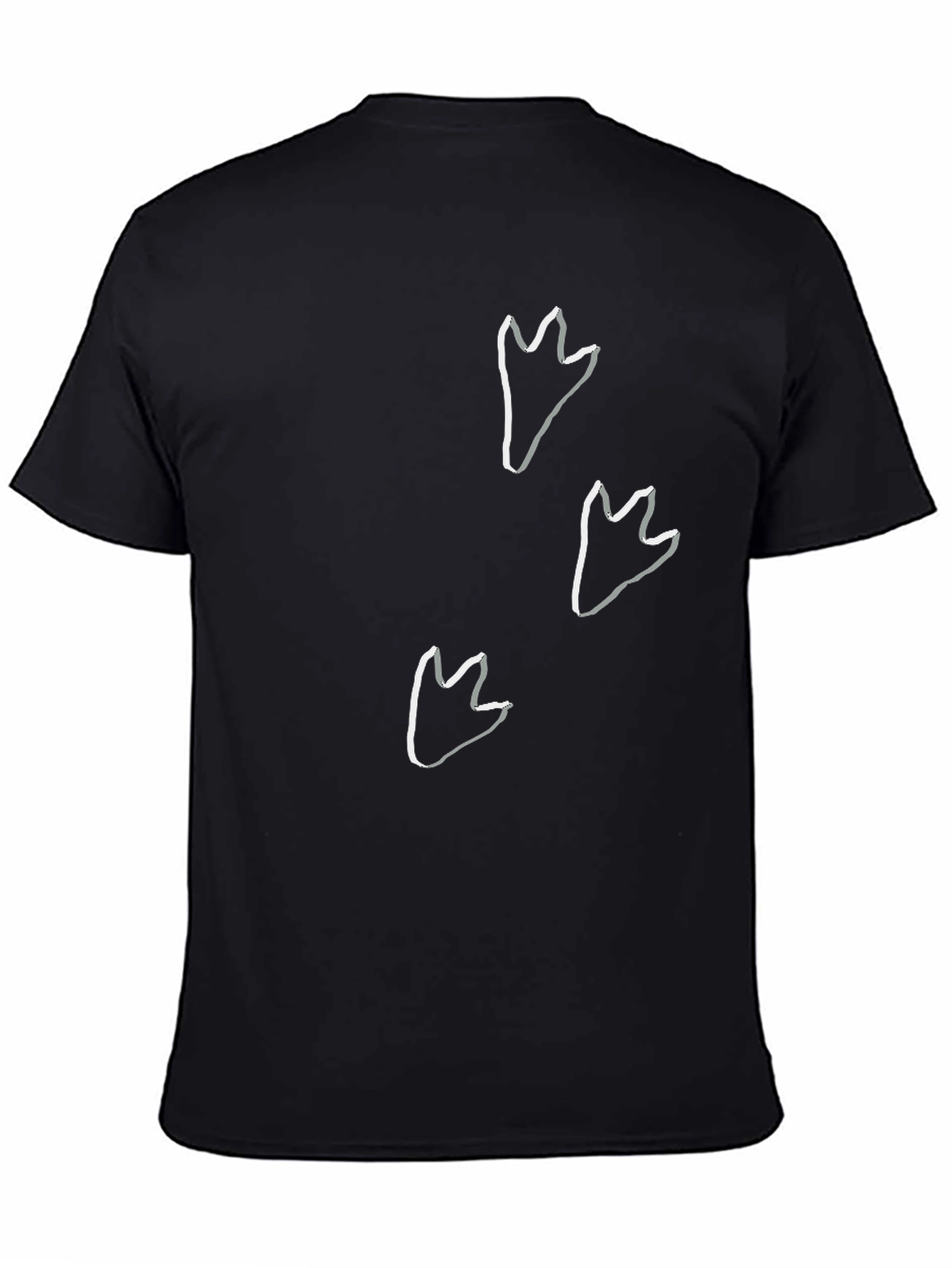 Dinosaur Footprint Graphic T-Shirt - Casual Black Tee