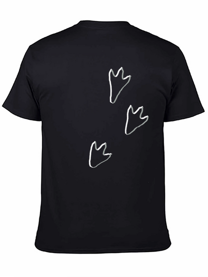 Dinosaur Footprint Graphic T-Shirt - Casual Black Tee