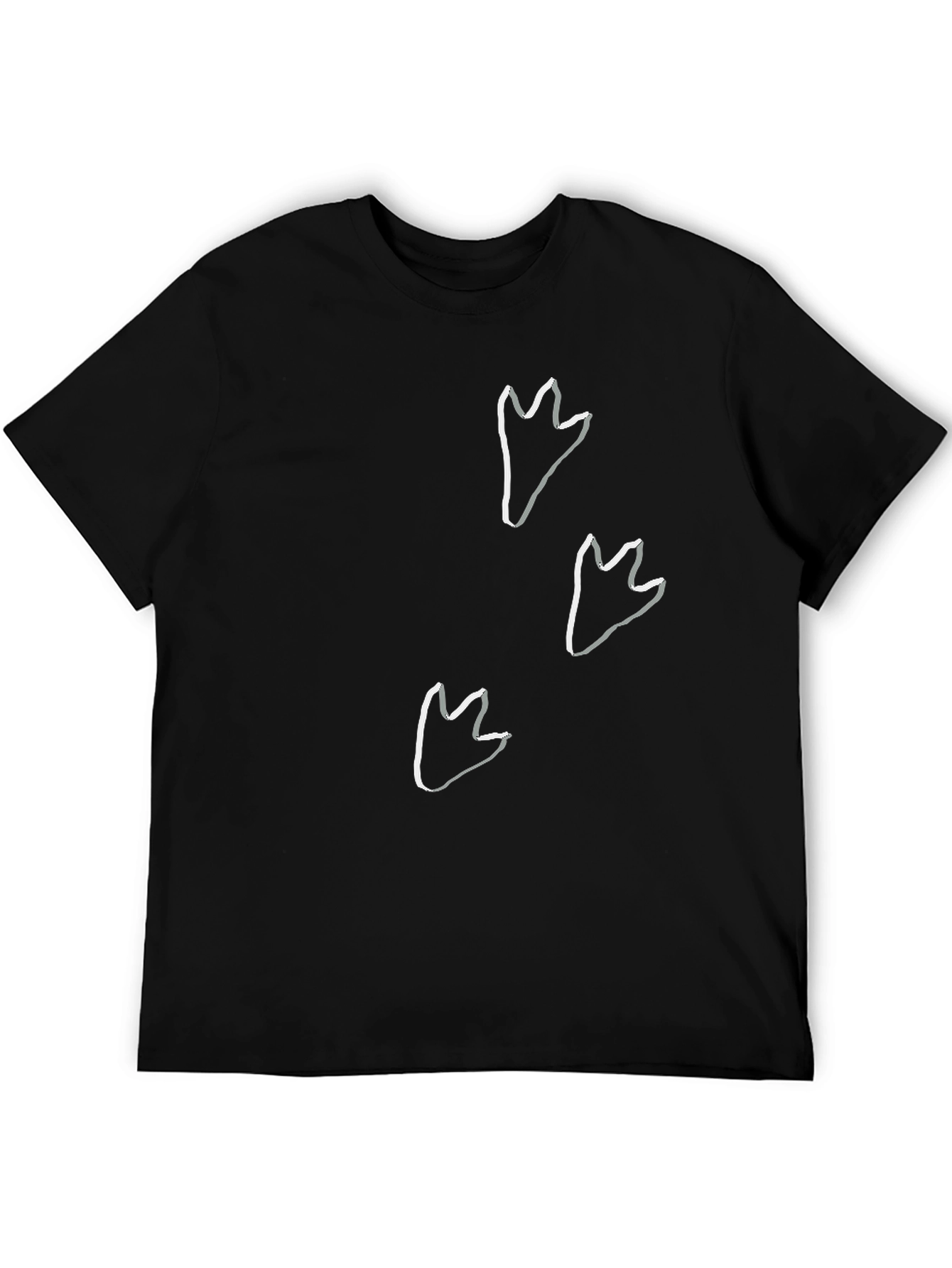 Dinosaur Footprint Graphic T-Shirt - Casual Black Tee
