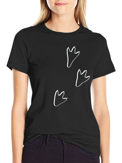 Dinosaur Footprint Graphic T-Shirt - Casual Black Tee