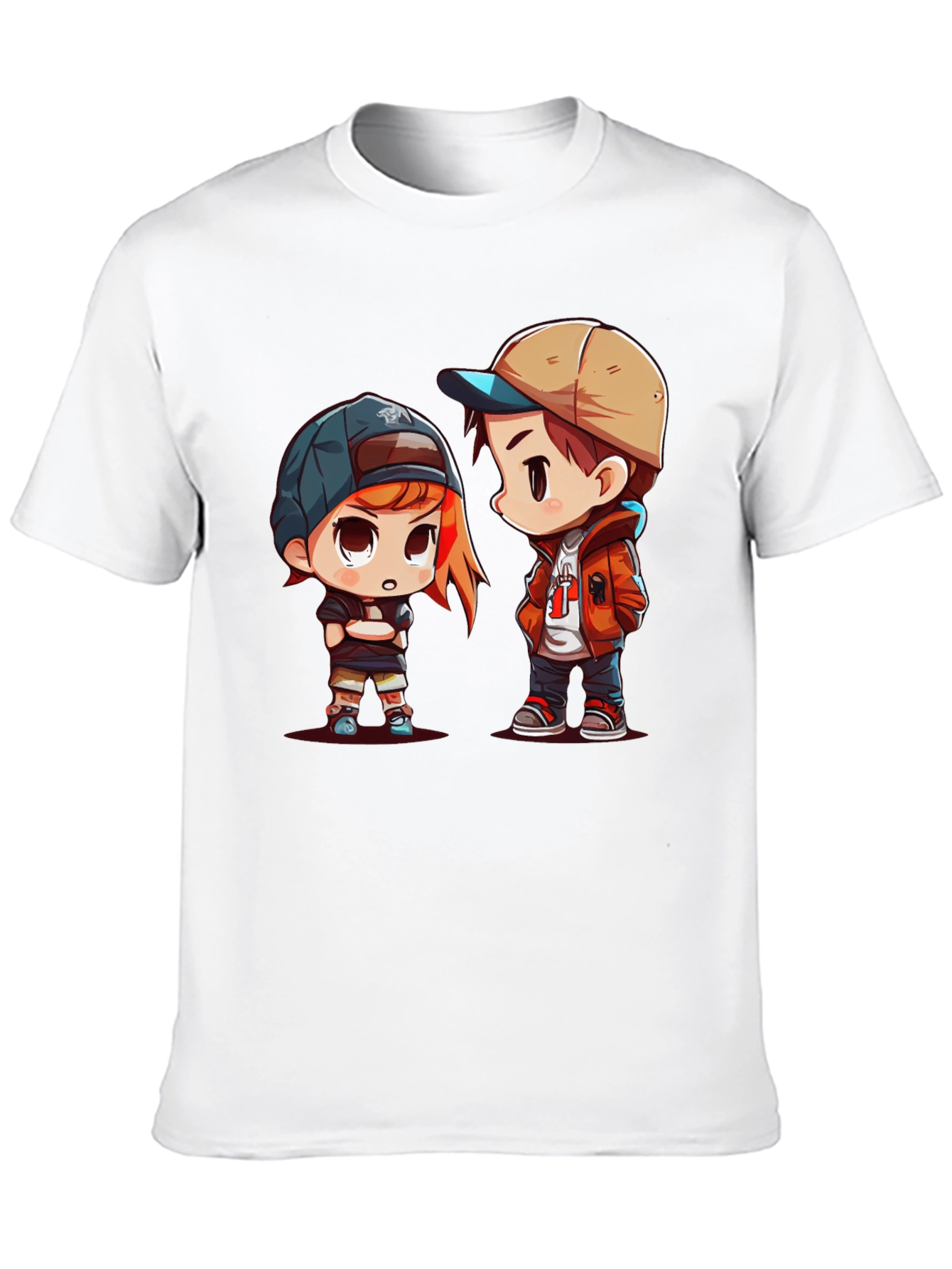 Cartoon Couple Black T-Shirt