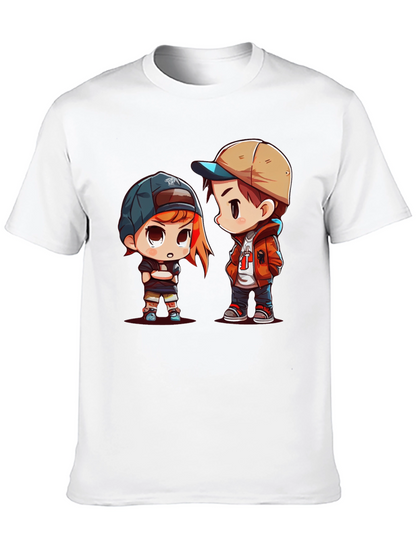 Cartoon Couple Black T-Shirt