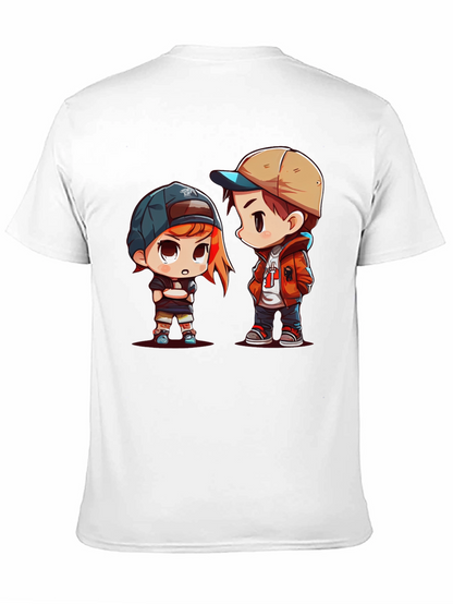 Cartoon Couple Black T-Shirt