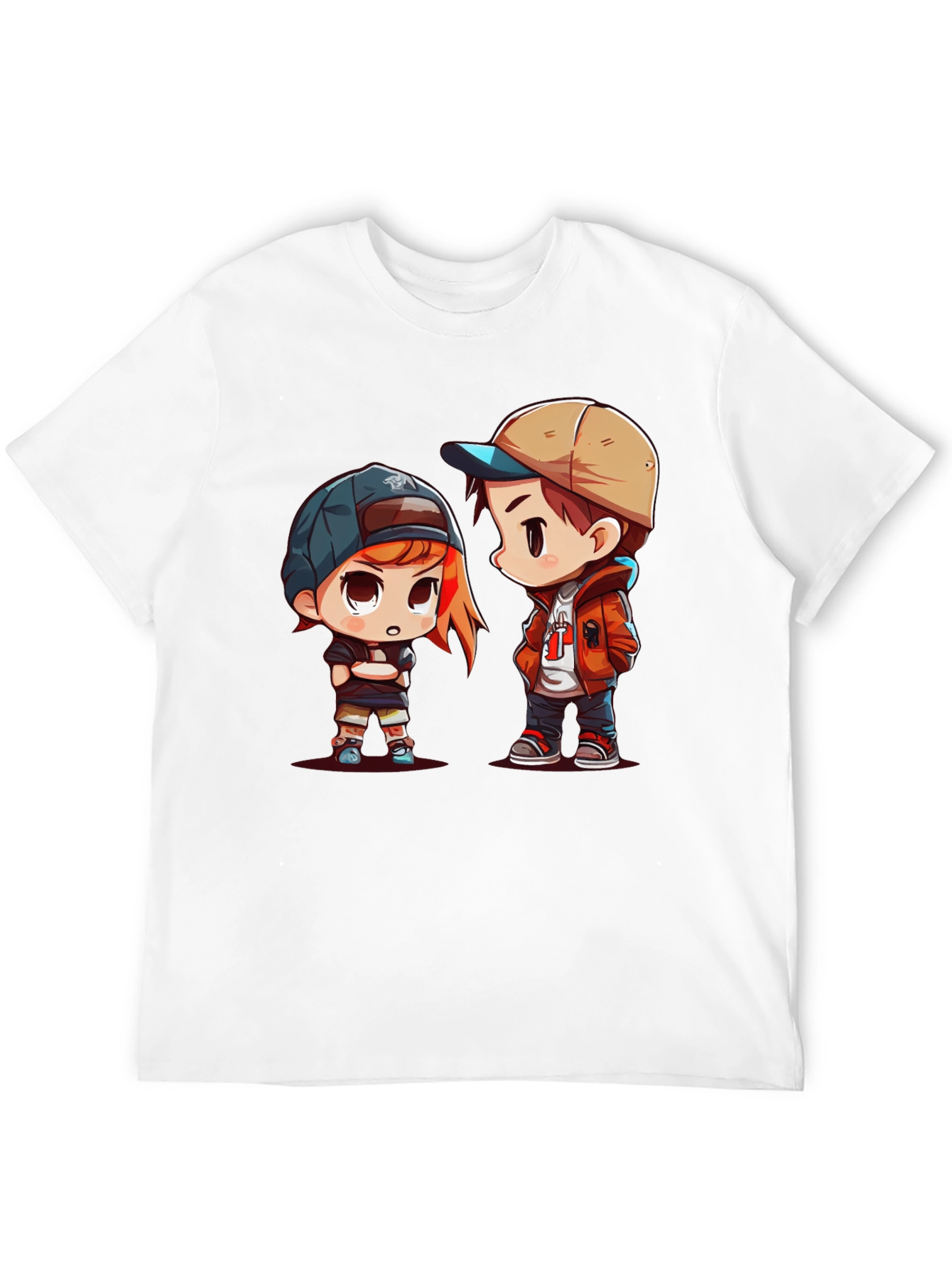 Cartoon Couple Black T-Shirt