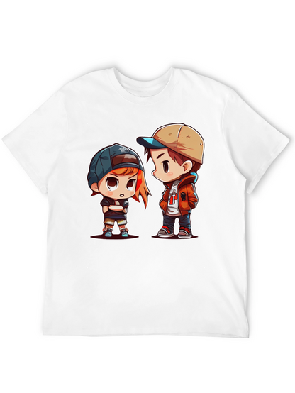 Cartoon Couple Black T-Shirt
