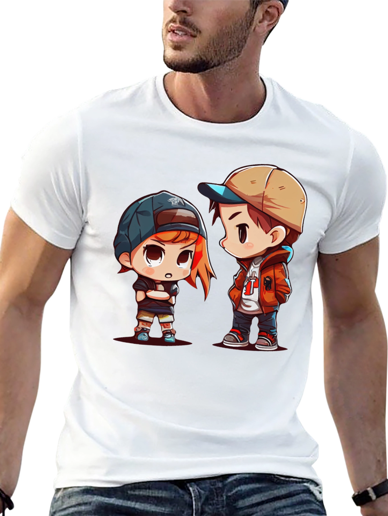 Cartoon Couple Black T-Shirt