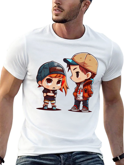 Cartoon Couple Black T-Shirt