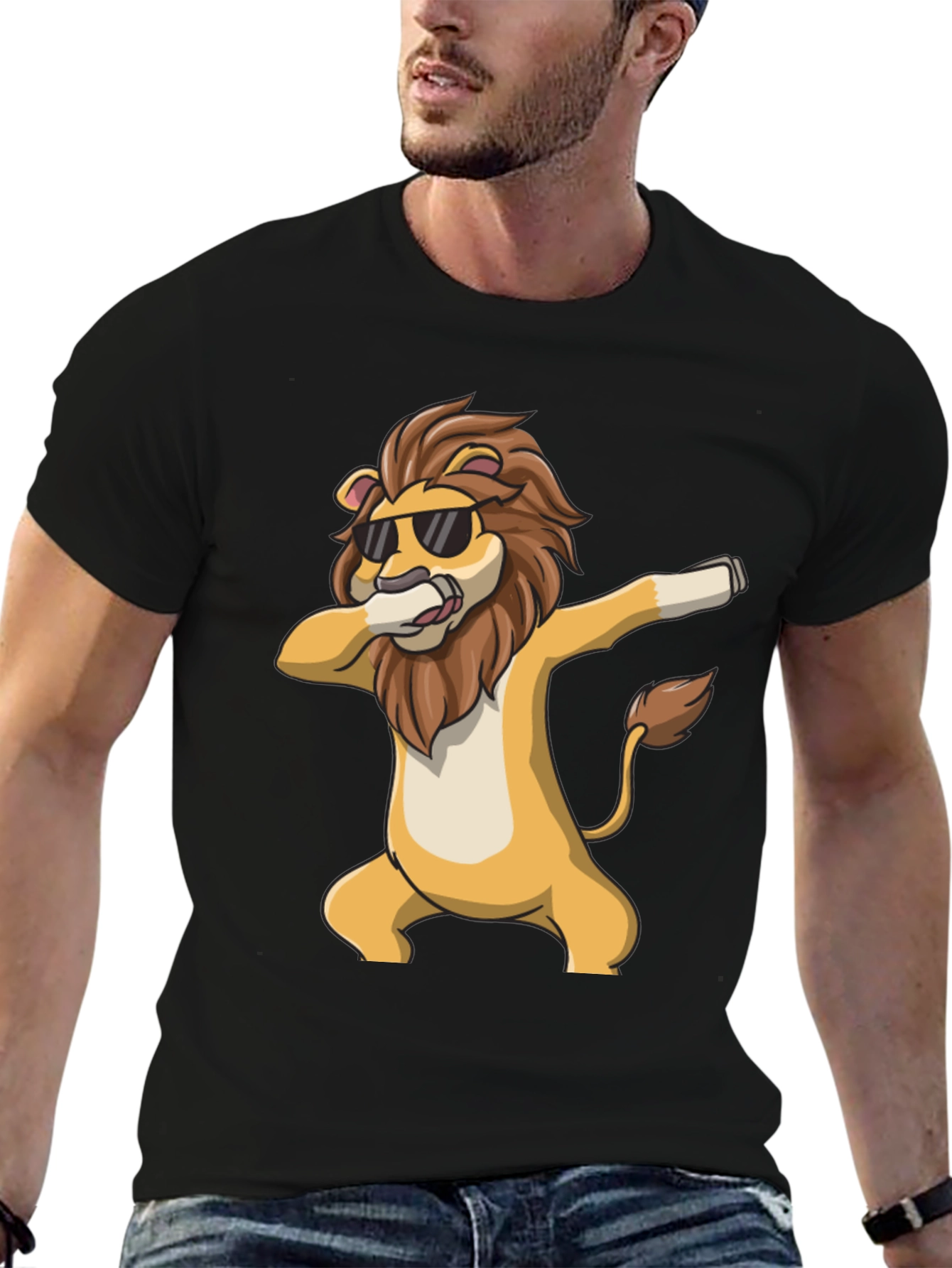 Cool Lion Dabbing Black T-Shirt