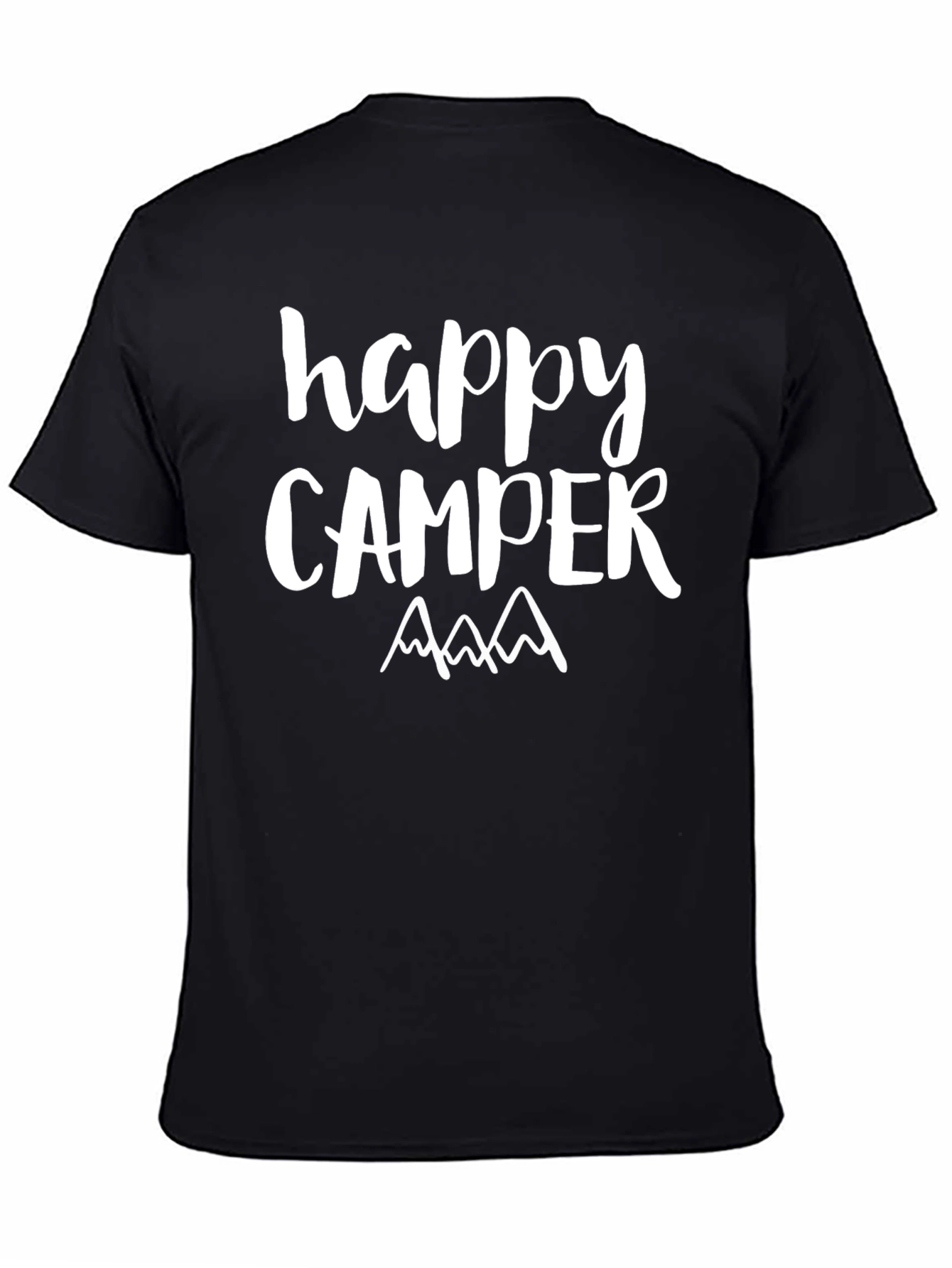 Happy Camper Graphic T-Shirt Black Cotton