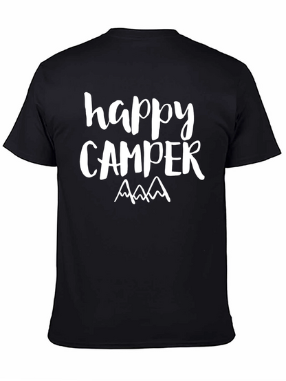 Happy Camper Graphic T-Shirt Black Cotton