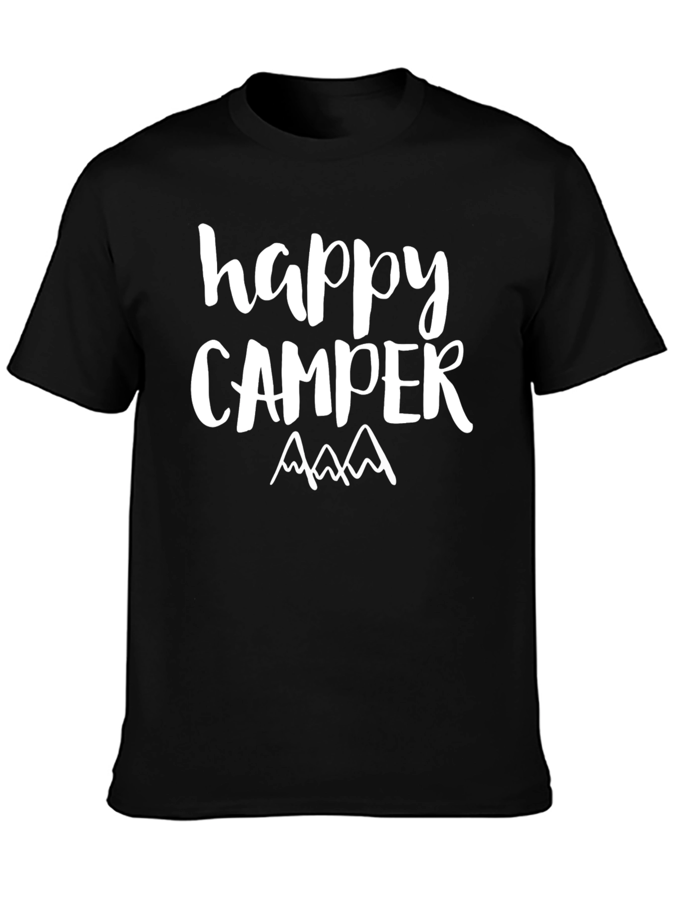 Happy Camper Graphic T-Shirt Black Cotton