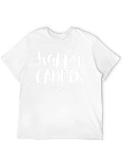 Happy Camper Graphic T-Shirt Black Cotton