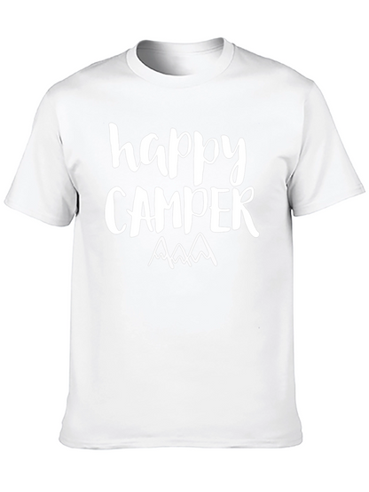 Happy Camper Graphic T-Shirt Black Cotton