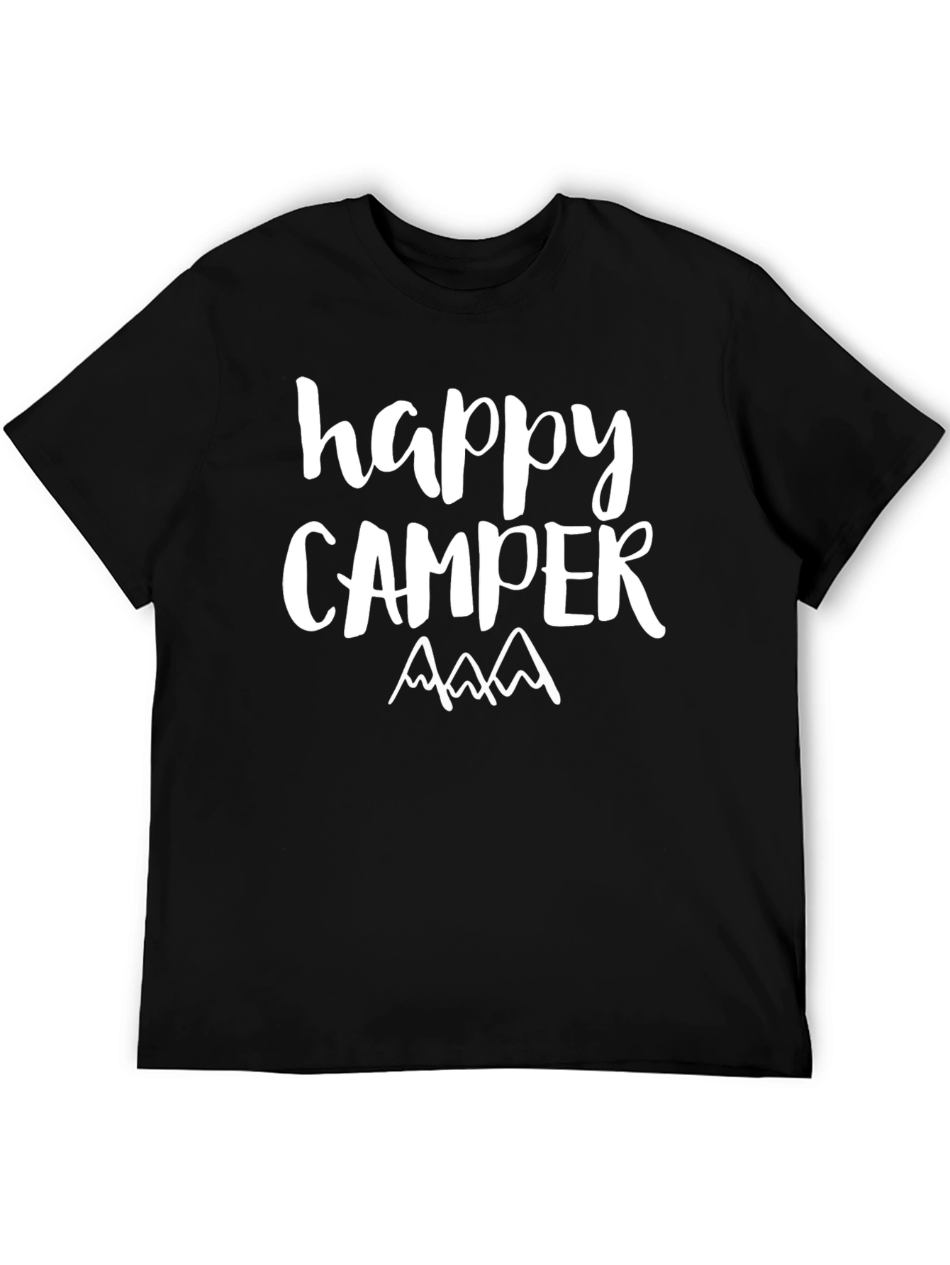 Happy Camper Graphic T-Shirt Black Cotton
