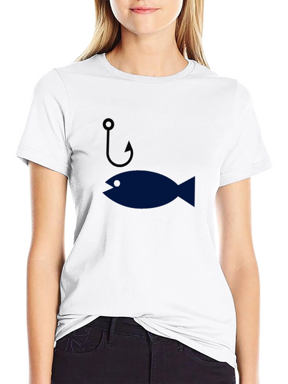 Funny Fishing Hook & Fish Graphic Mens T-Shirt