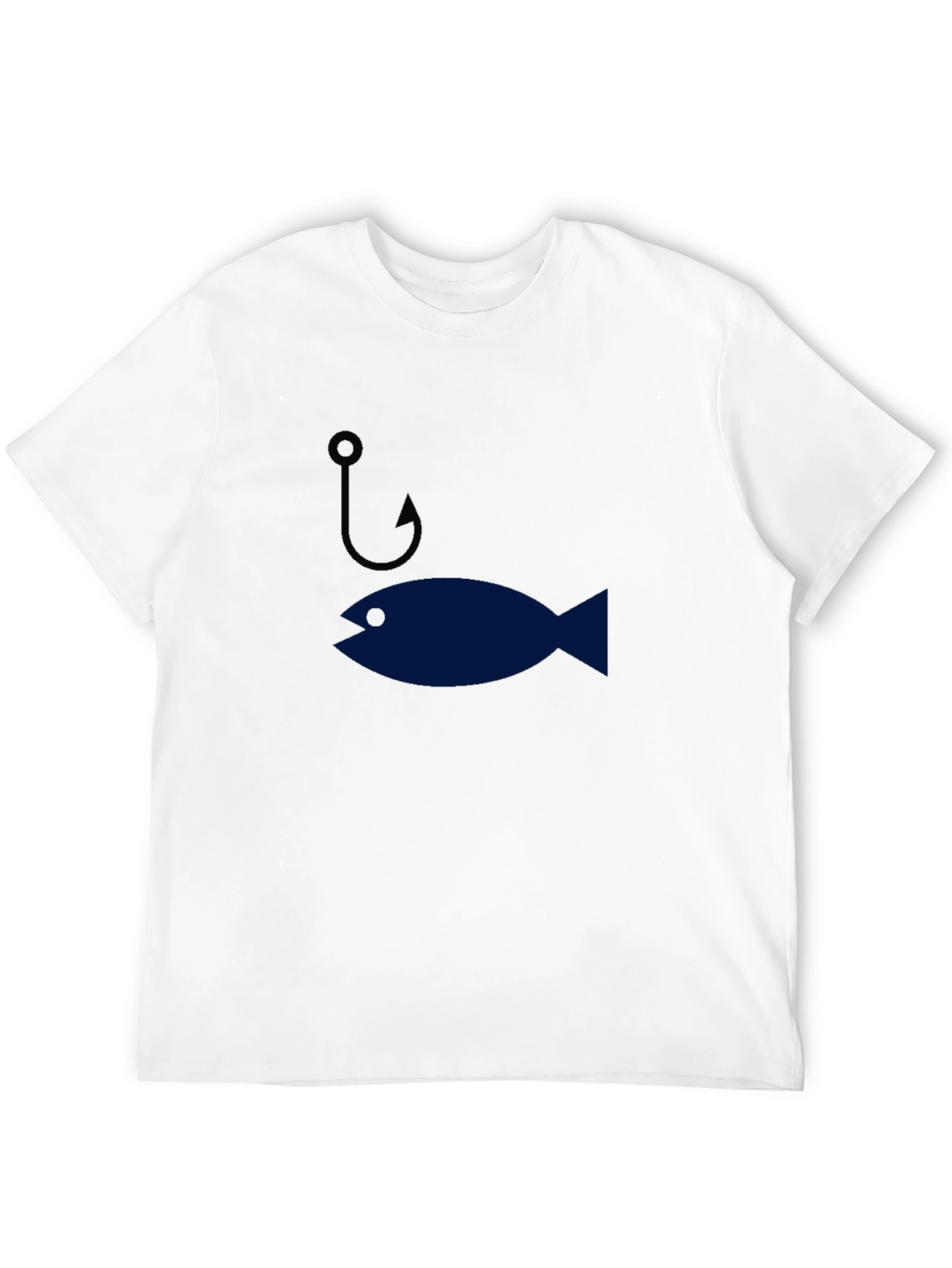 Funny Fishing Hook & Fish Graphic Mens T-Shirt