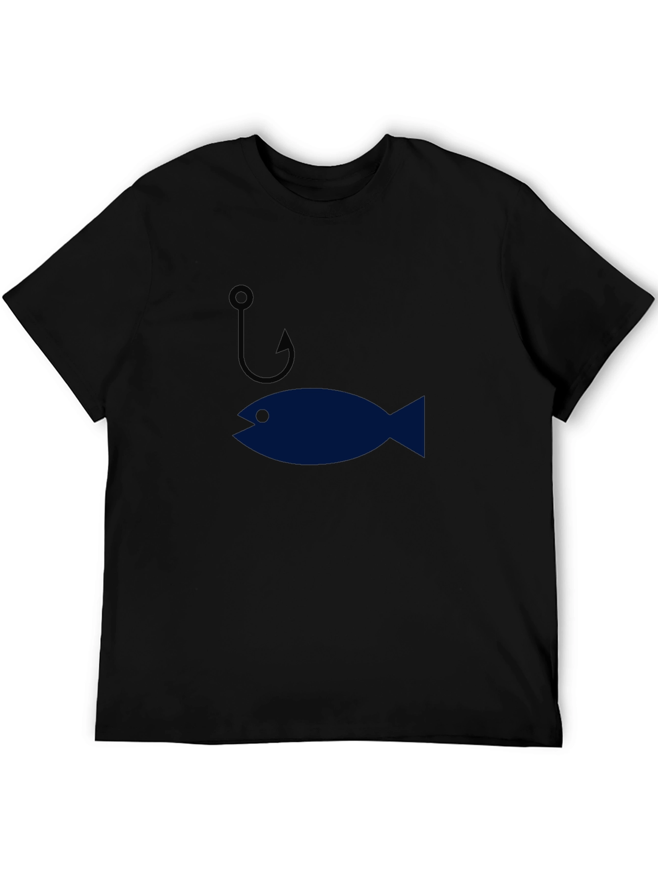 Funny Fishing Hook & Fish Graphic Mens T-Shirt