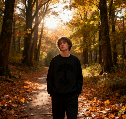 Dark Aesthetic Tangled Tree Emblem Crewneck